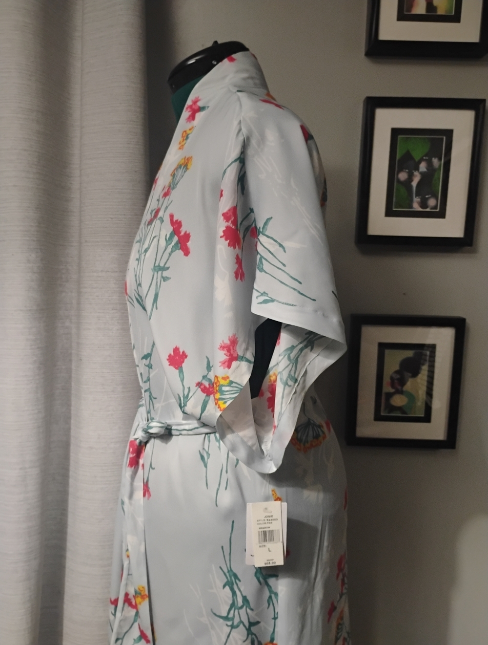 Josie Natori Meadow Robe Wrap  Loungewear Silver Blue Sz L NWT - Picture 6 of 8